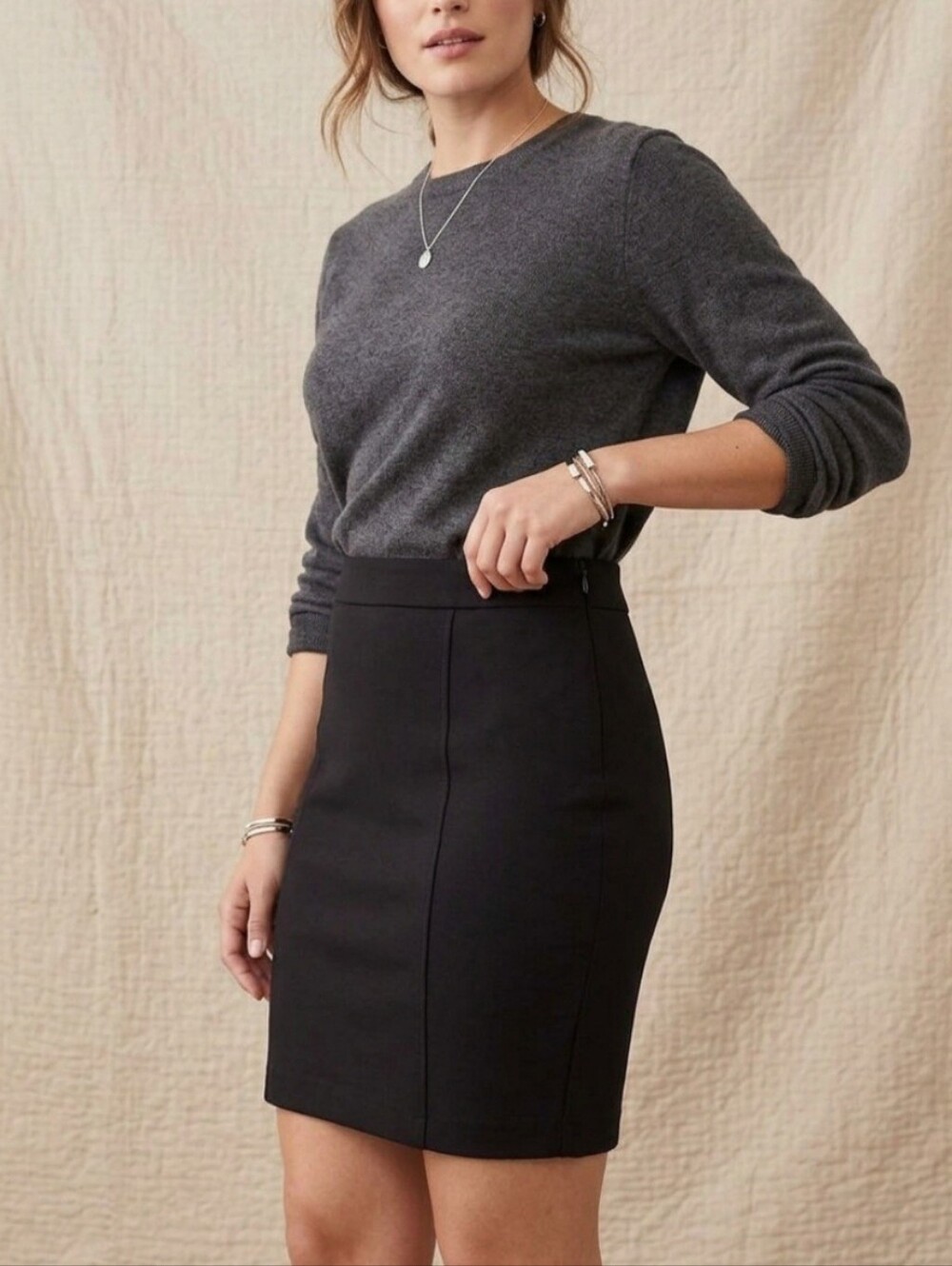 GUESS Womens Black Pencil Mini Office Siren Skirt Back Zipper Sz L Y2K